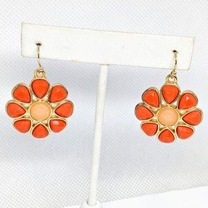 Liz Claiborne Orange Flower Dangle Earrings
